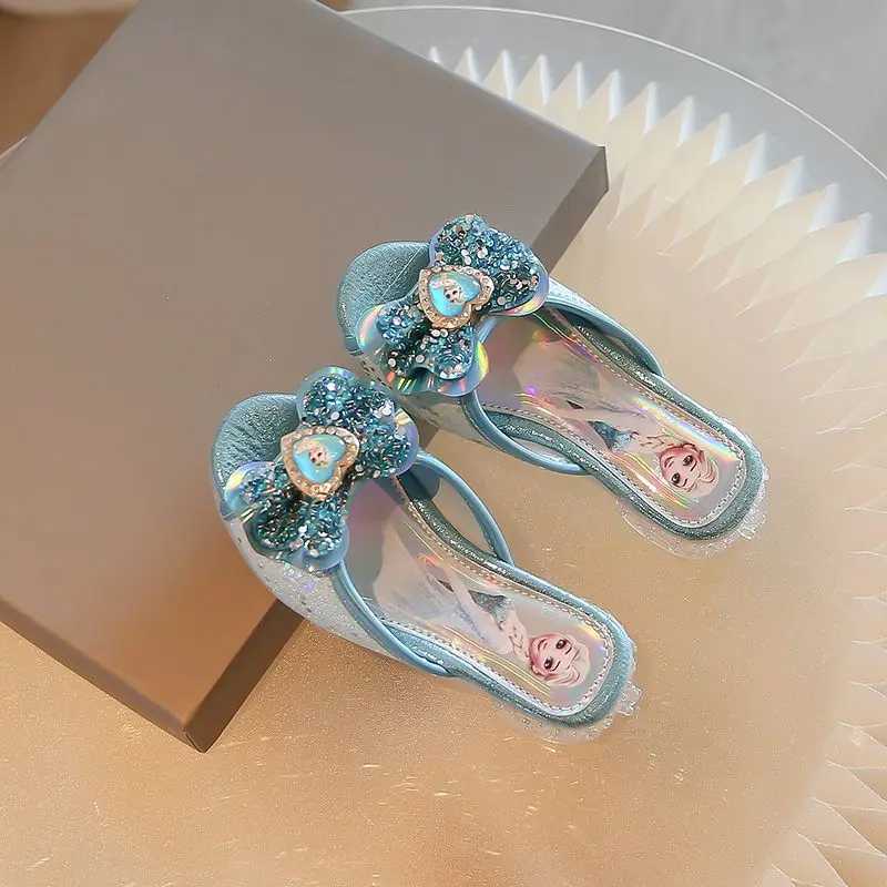 Slipper Summer girls sandals frozen Elsa princess shoes girls crystal shoes childrens high heels fashion party shoes size 36 S25326