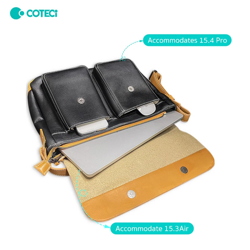 COTECi messenger bag mens and womens computer multifunctional business shoulder PU cross body large capacity backpack 250326