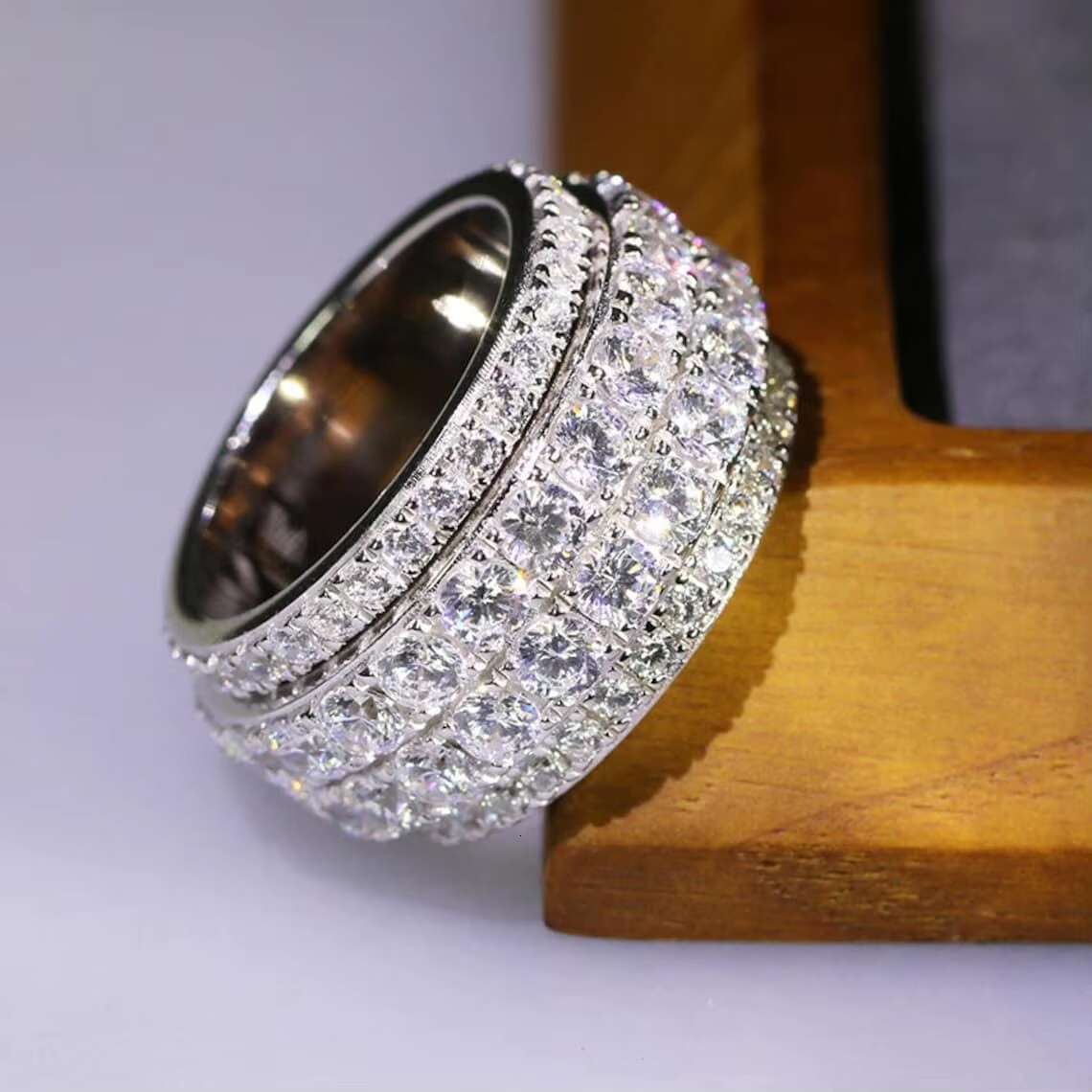Mens Ring Trend Hip Hop Ice Out VVS Lab Grown 10K 14K 18K Gold Full Diamond Rounded Ring Luxury Costume Jewelry