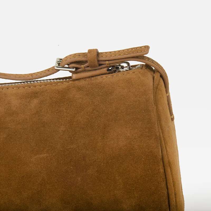 Donna-In First Layer Cowhide Mini Suede Handbag Real Leather Square Pen Container Bag For Women