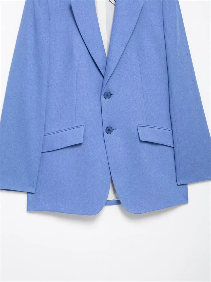 Pair the RARA womens lapel button jacket with matching Trouser set to create a fashionable and professional style 250326