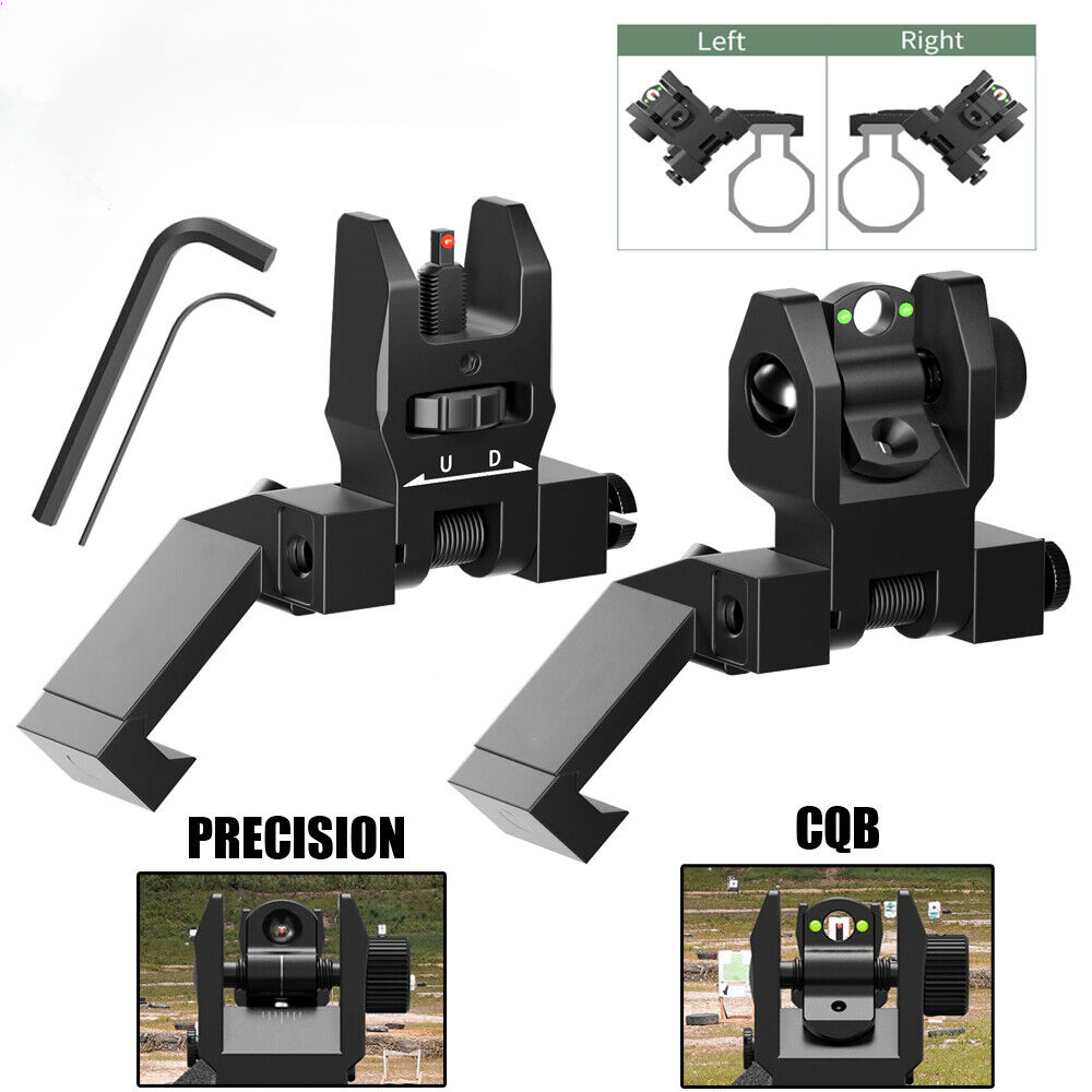 Tactical Fiber Optics Iron Sights 45 Degree Offset Flip Up Front and Rear Sight