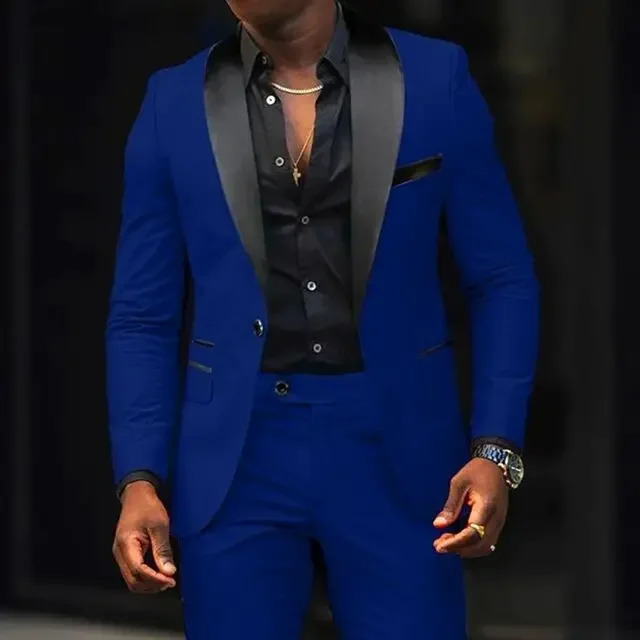 2 solid casual mens wedding dresses ultrathin fit shawl lapel jacket pants n party dance ball set business suit 250326