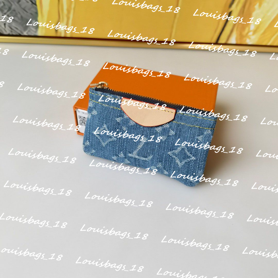 Designer Women Denim Wallet Short Wallet Woman Purse Card Holder Ladies Handbag Checked Flower Luxury Key Ring Credit Coin Purses Mini Wallets