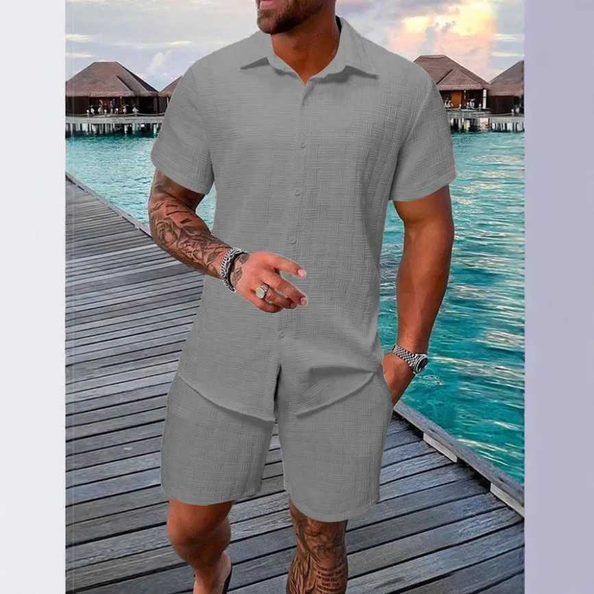 2015 Summer Full Match Jacquard Black and White Solid Color Mens Leisure Resort Set+Shorts Two Piece SetXJ250326