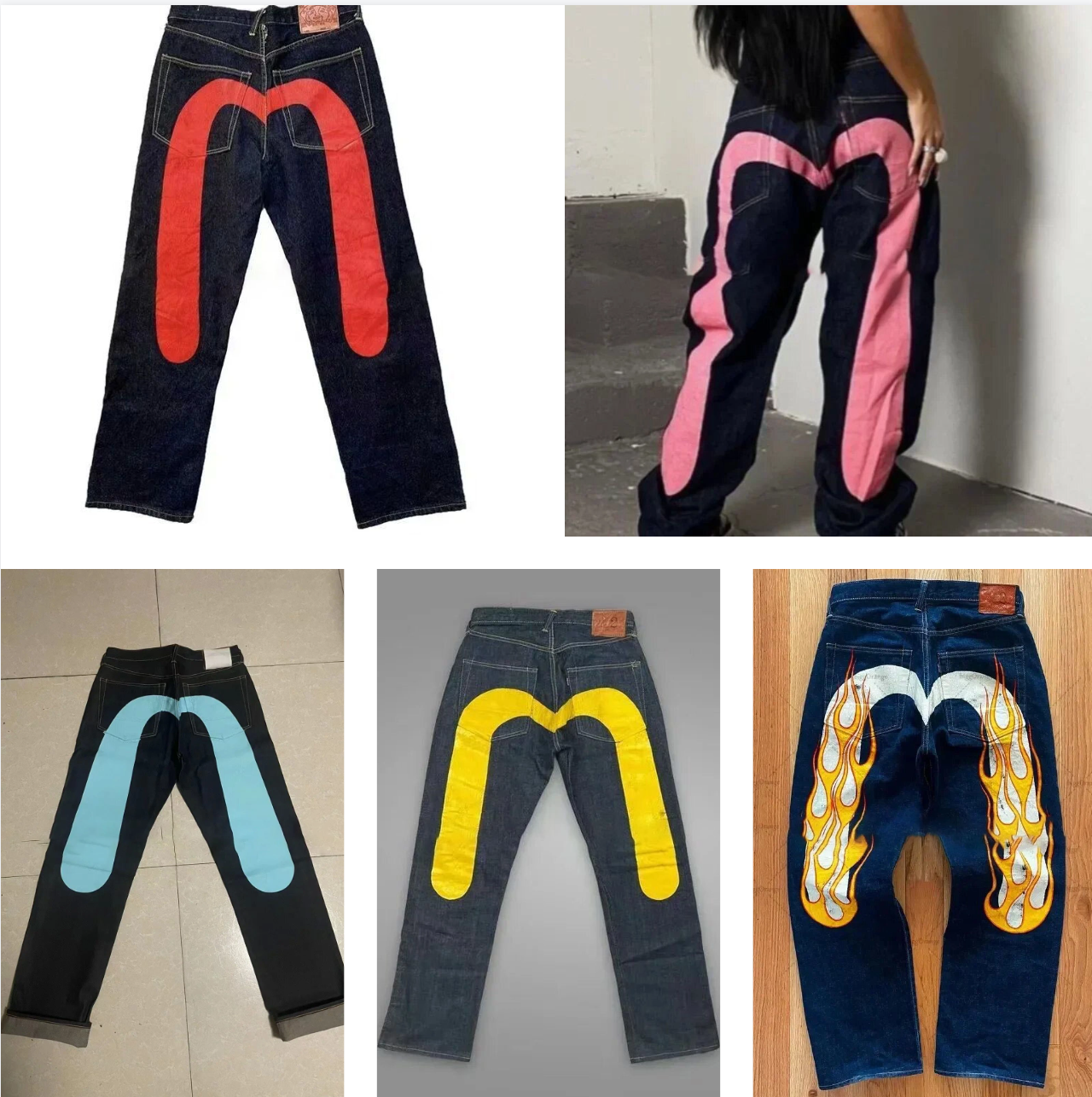 Men's Jeans Street Hip Hop KOBPT Letter-print Men Y2k Goth Punk Harajuku Ripped Wide Leg Pants Retro Loose Straight Double Waisted