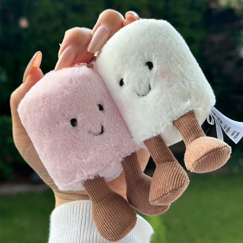 Fun Marshmallow Keychain Cotton Candy Two Tone Cute Soft Two Tone Keychain Bag Pendant Accessories Dolls Pendant Xmas Gifts250325