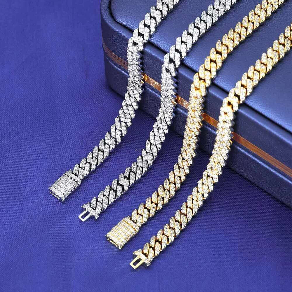 NUOYA Hight Quality 6MM VVS Moissanite k Hip Hop Jewelry Women White Gold Sier Cuban Chain Necklace For Gift