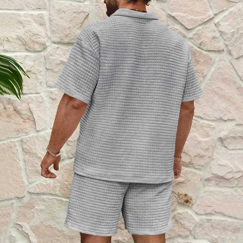 2024 Summer New Mens Casual Trend Fashion and Comfortable Solid Color Polo Sports SetXJ250326