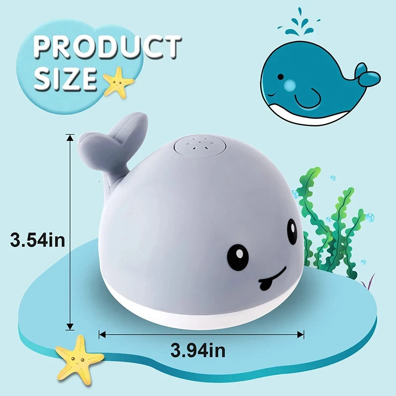 Baby Light Up Bath Toys Whale Automatic Sprinkler Bathtub Toys kids Infant Swim Pool Bathroom Toys Gifts With Music LED Light 250326