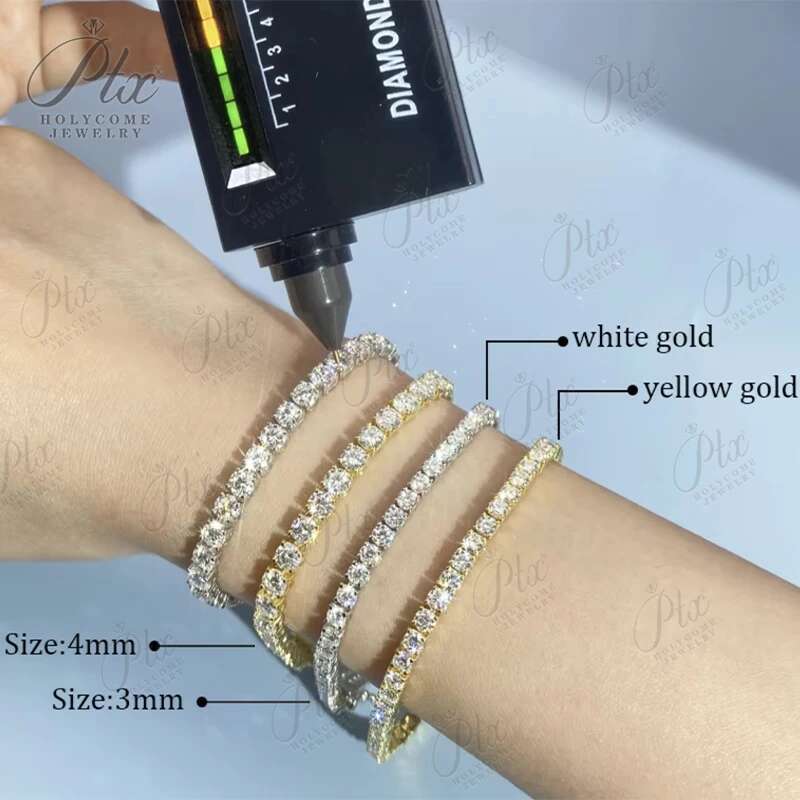2-6.5mm Moissanite Tennis Chain Hippop Full Size Sale Necklace For Women Sterling Silver Gold Mans Moissanite Bracelet Fashion