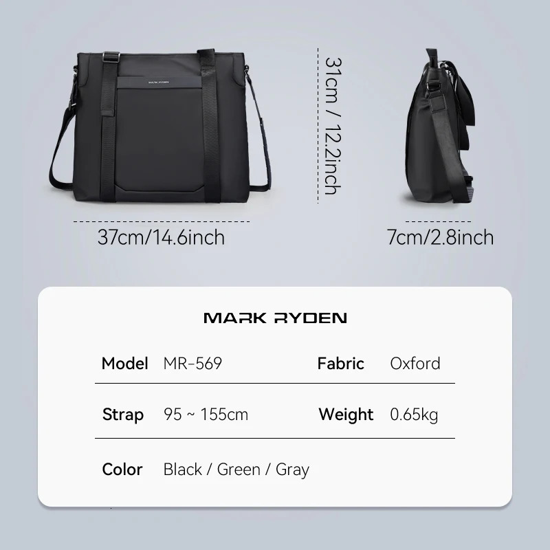 Mark Ryden multifunctional leather messenger bag for men black cross body large capacity fashionable mens shoulder 250326
