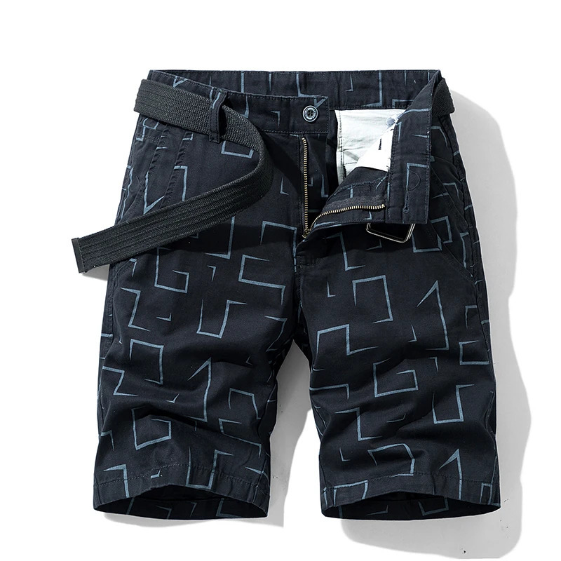 Summer thin multi pocket pure cotton work clothes shorts for men loose straight leg five point casual over knee beach 250326