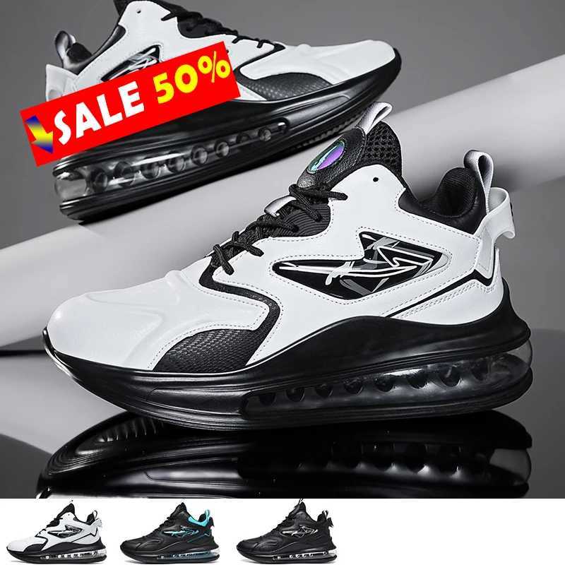 Big Size 39-48 High Top Men Tennis Sports Shoes Leather Fl Air Cushioning Running Sneakers Walking Trainers Tenis Mascino Z250411