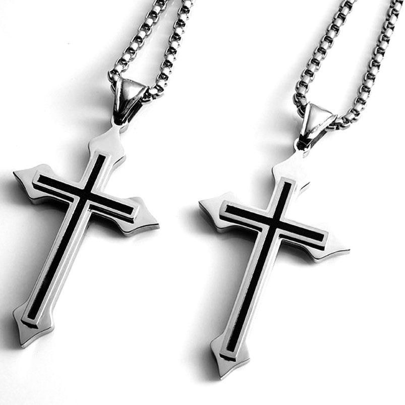 Hip hop style titanium steel cross necklace with Japanese and Korean minimalist design