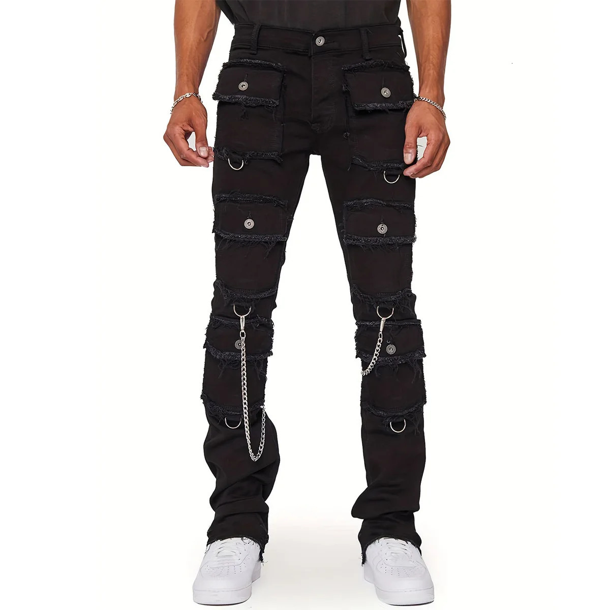Multi-pocket Cargo Jeans Y2k Men's Jeans Stretch Straight-leg Pants Vintage Trousers Overalls Casual High Street Hip Hop Jeans 250317