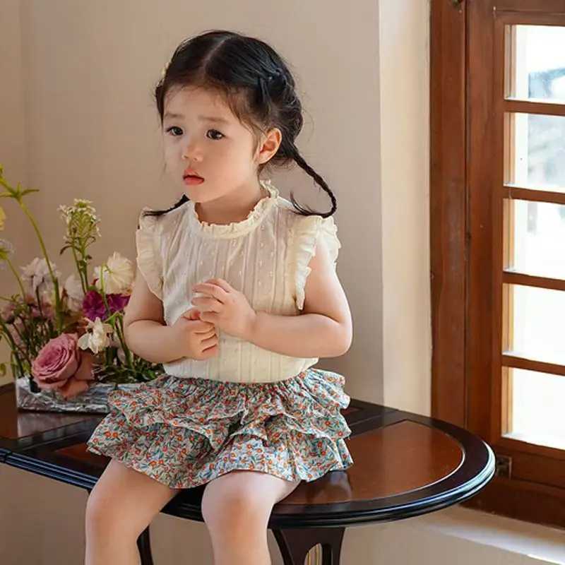 2024 New Girls Summer Set Childrens Dress Baby Girls Fashion Childrens Top+Two Piece SetT250327