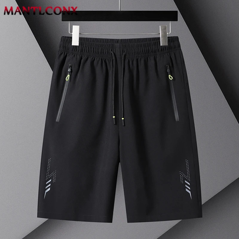 Elastic waist exercise shorts summer mens quick drying gym fitness training running black 3XL 250322