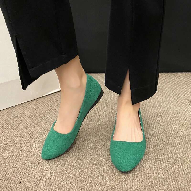 Plus Size 35-42 Women Slip on Candy Color Woman Boat Shoes Black Faux Suede Ladies Ballet Flats