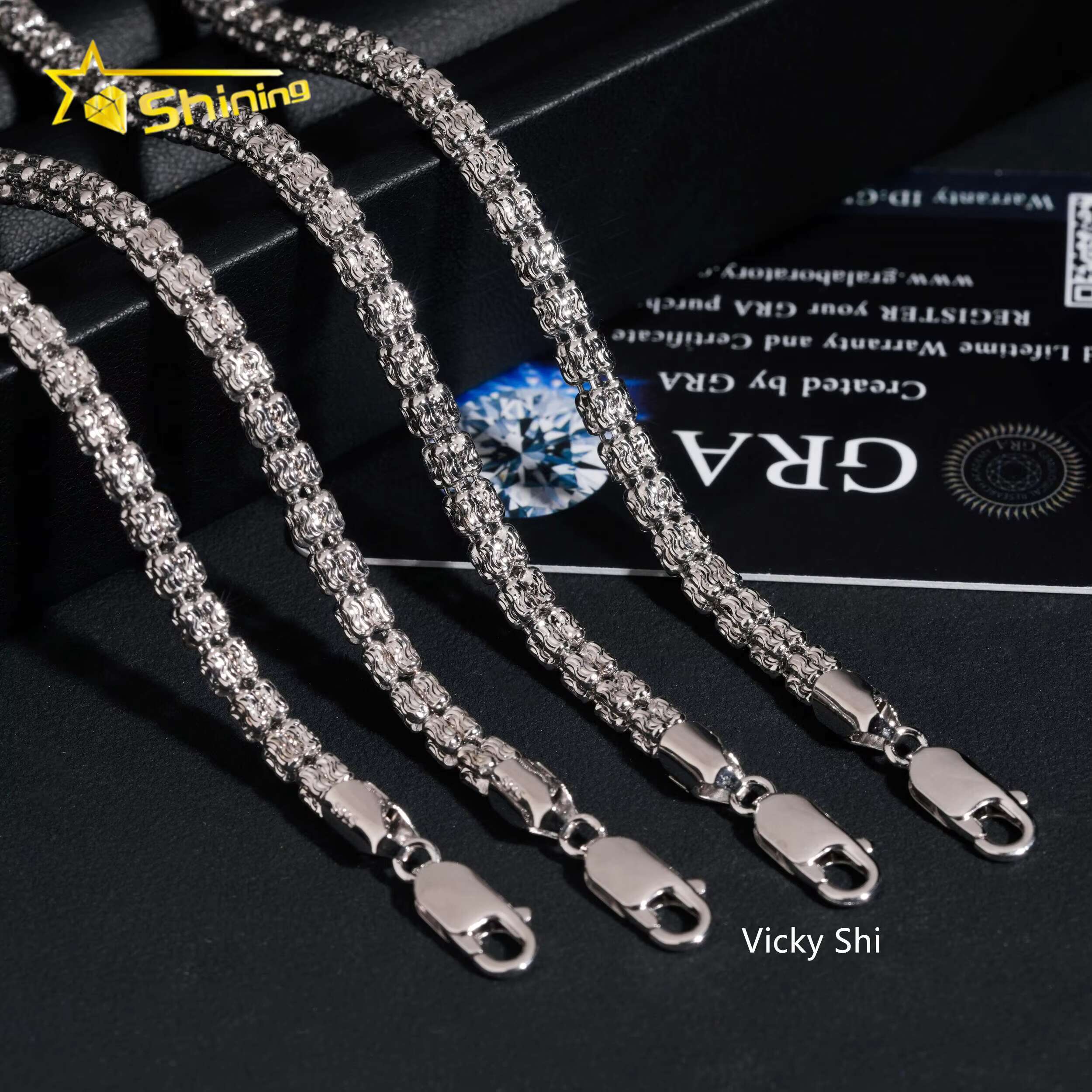 Best Selling 925 Sterling Silver Jewelry 4MM Rope Chain Beads Hip Hop Necklace Men Franco Chain Cuban Link