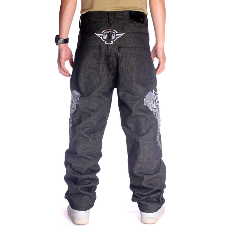 HIPHOP Street dance jeans tide men embroidery skull Street motorcycle jeans Hip Hop Skateboard Men's Jeans Definitely disco dance pants