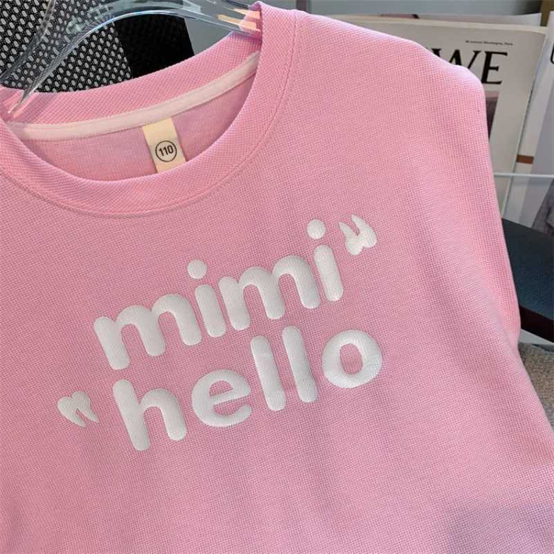 Summer childrens clothing letter printed T-shirt and shorts set childrens girls sleeveless top bottom 2-piece set Tracksuit streetwearT250327