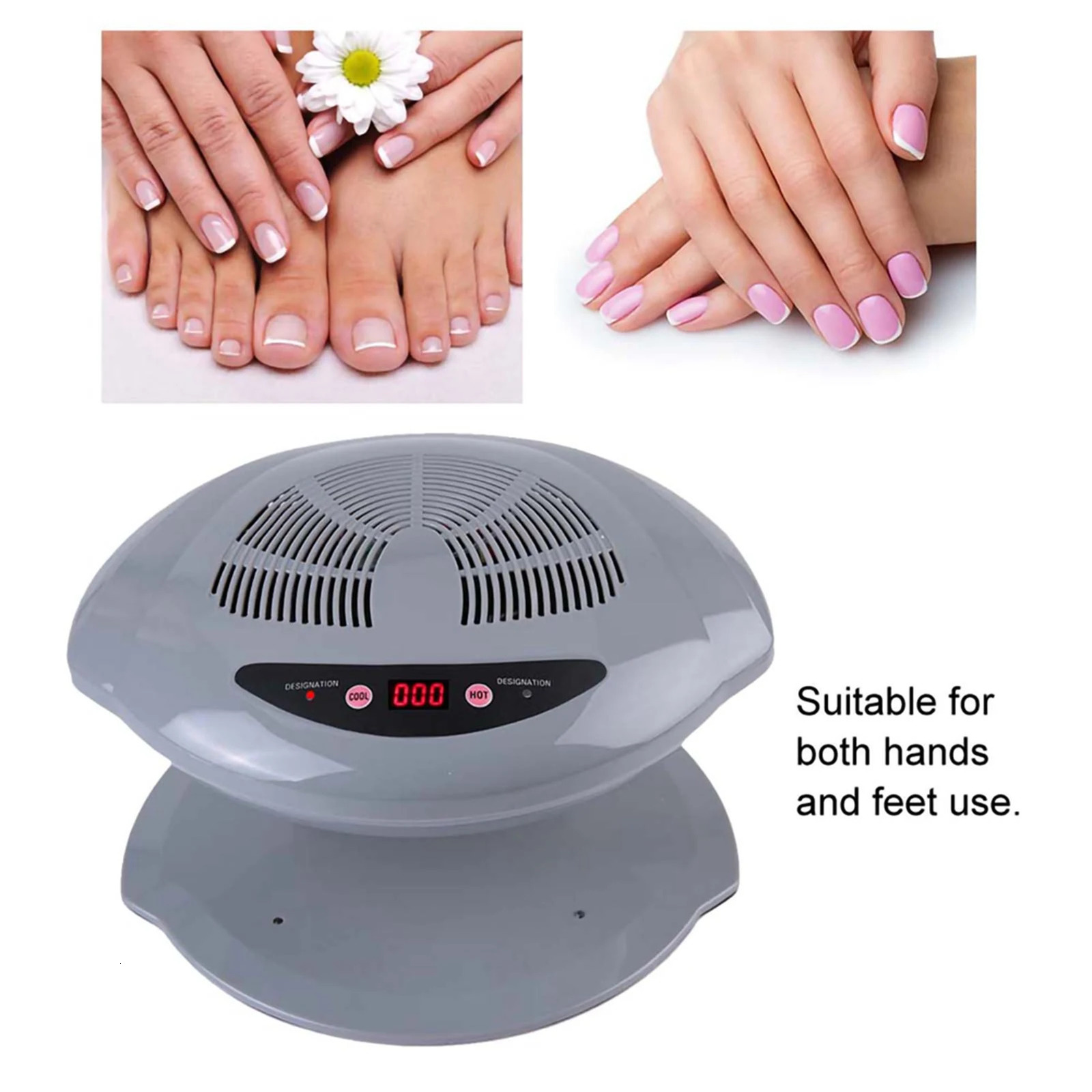 Nail dryer 2in1 gray coldwarm air blowing temperature sensor nail 250325