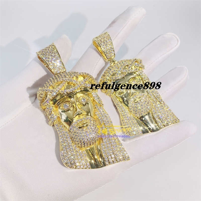 Big XL Size Hip Hop Jewelry Pendant Jesus Face VVS d Color Moissanite Diamond Custom Iced Out Pendants