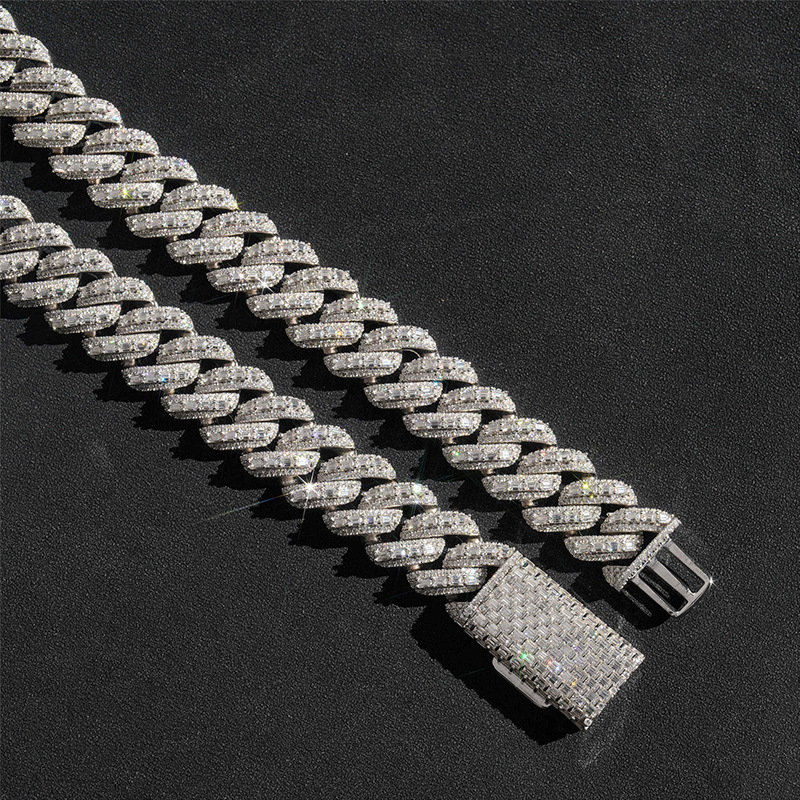 Cuban chain 20mm full set moissanite 925 silver trendy brand accessory mens necklace