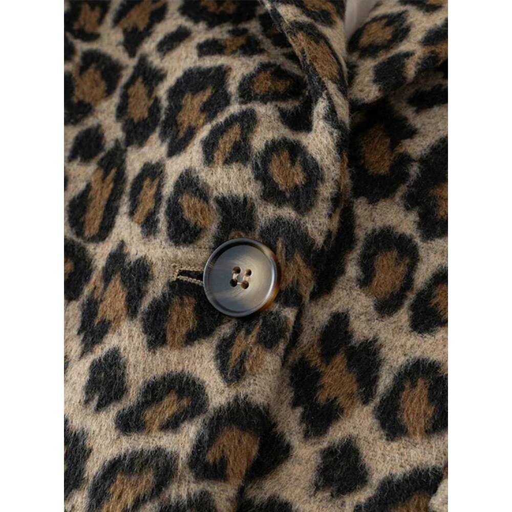 Women's Coat Vintage Leopard Women's Jacket Casual Lapel Single Button Coat Long Sleeve Jackets Autumn Lady New In Coats Outwears