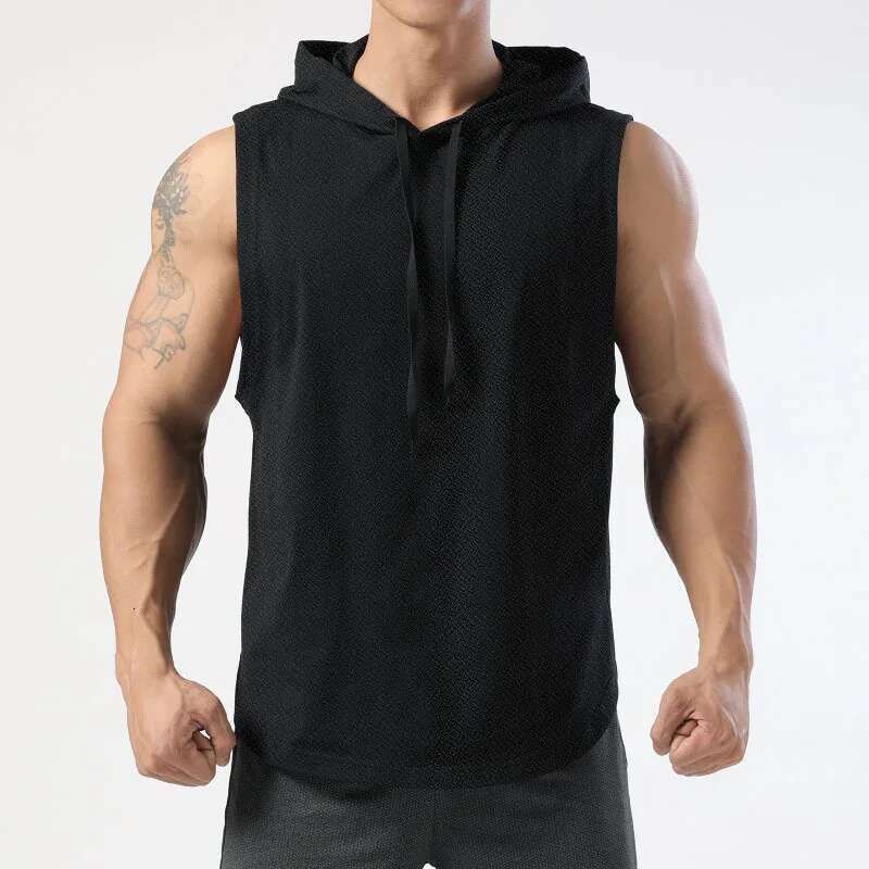 Solid Color 2024 Brand New Men's Vest Sleeveless Tees For Male Hooded Man Vests Tops Hip Hop Men Tank Top T shirt