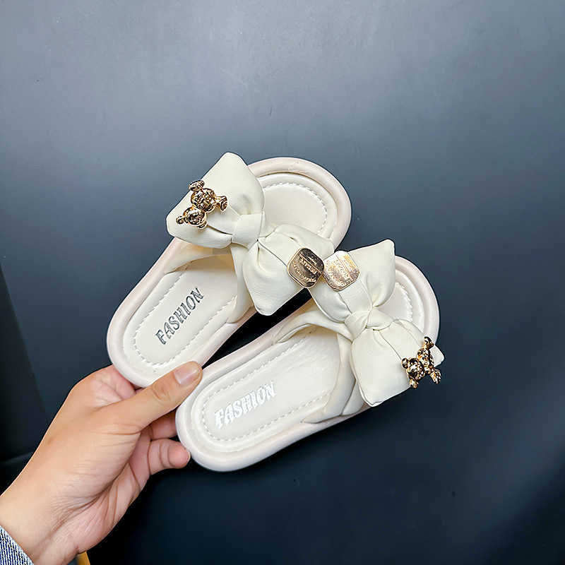 Slipper Cool slippers for womens outdoor wear 2024 summer new butterfly knot sponge cake thick sole height increasing temperament fairy style beach sa