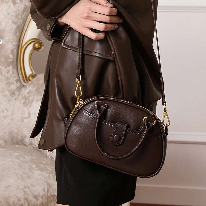 Cow Genuine Leather Bowg Small Shoulder Crossbody Bags For Women 2025 Designer Pillow Tote Ladies Handbags