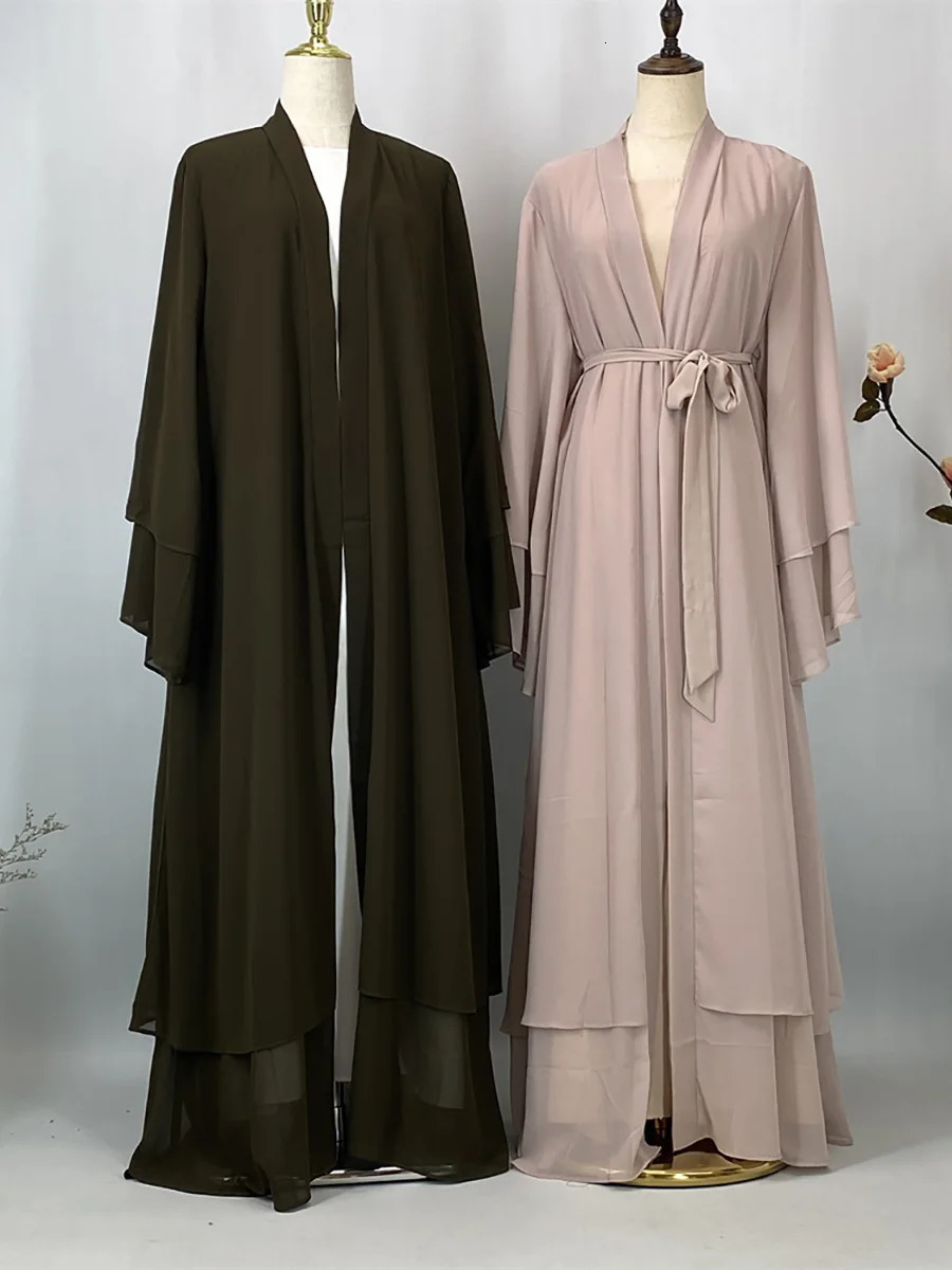 Ramadan Ka Chiffon Open Abaya Womens Muslim Dress Kaftan Islamic Clothing Caftan Marocain Humility Robe Dubai Kimono 250326