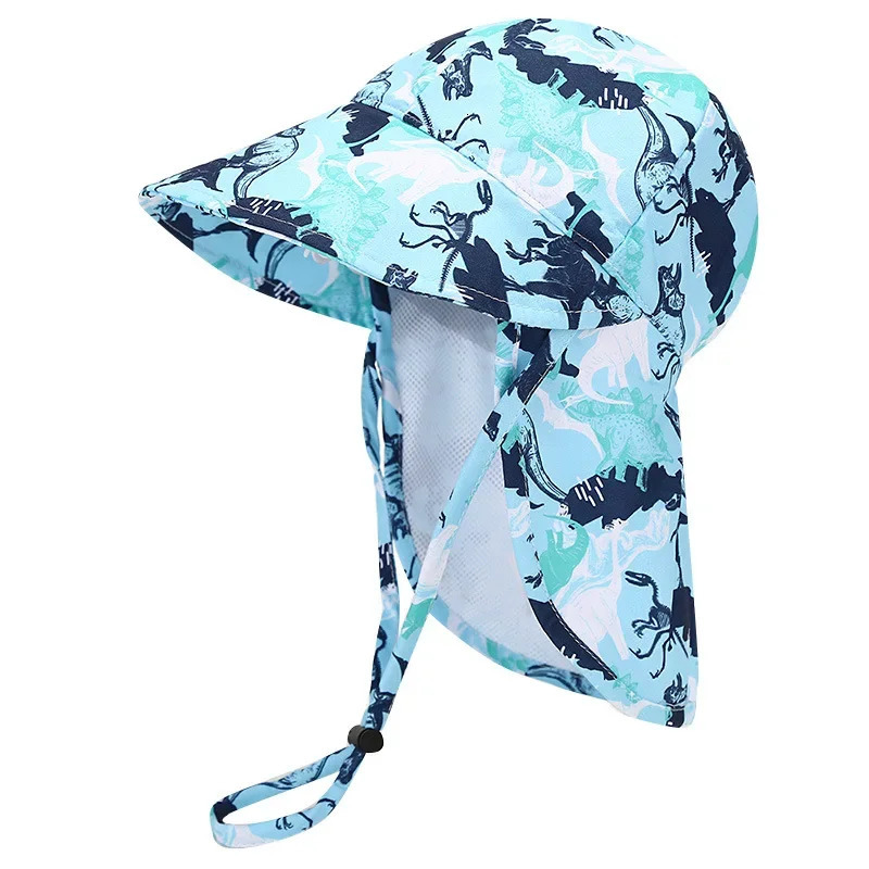 Panama Summer bucket Hat for Boys Girls Cartoon Breathable Mesh Childrens Beach Shawl Sun Hat Kids UV Protection Cap 250326