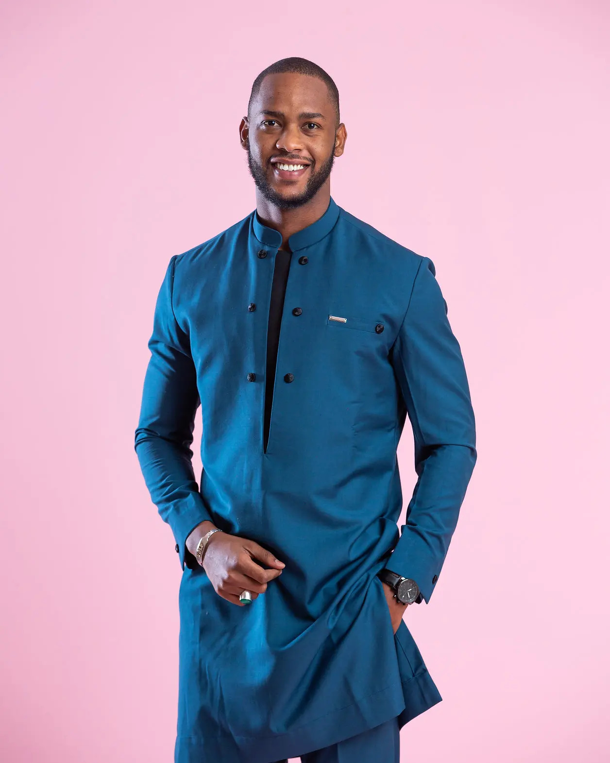 Mens traditional African clothing trend set with buttons fully printed 2 clothes 250326