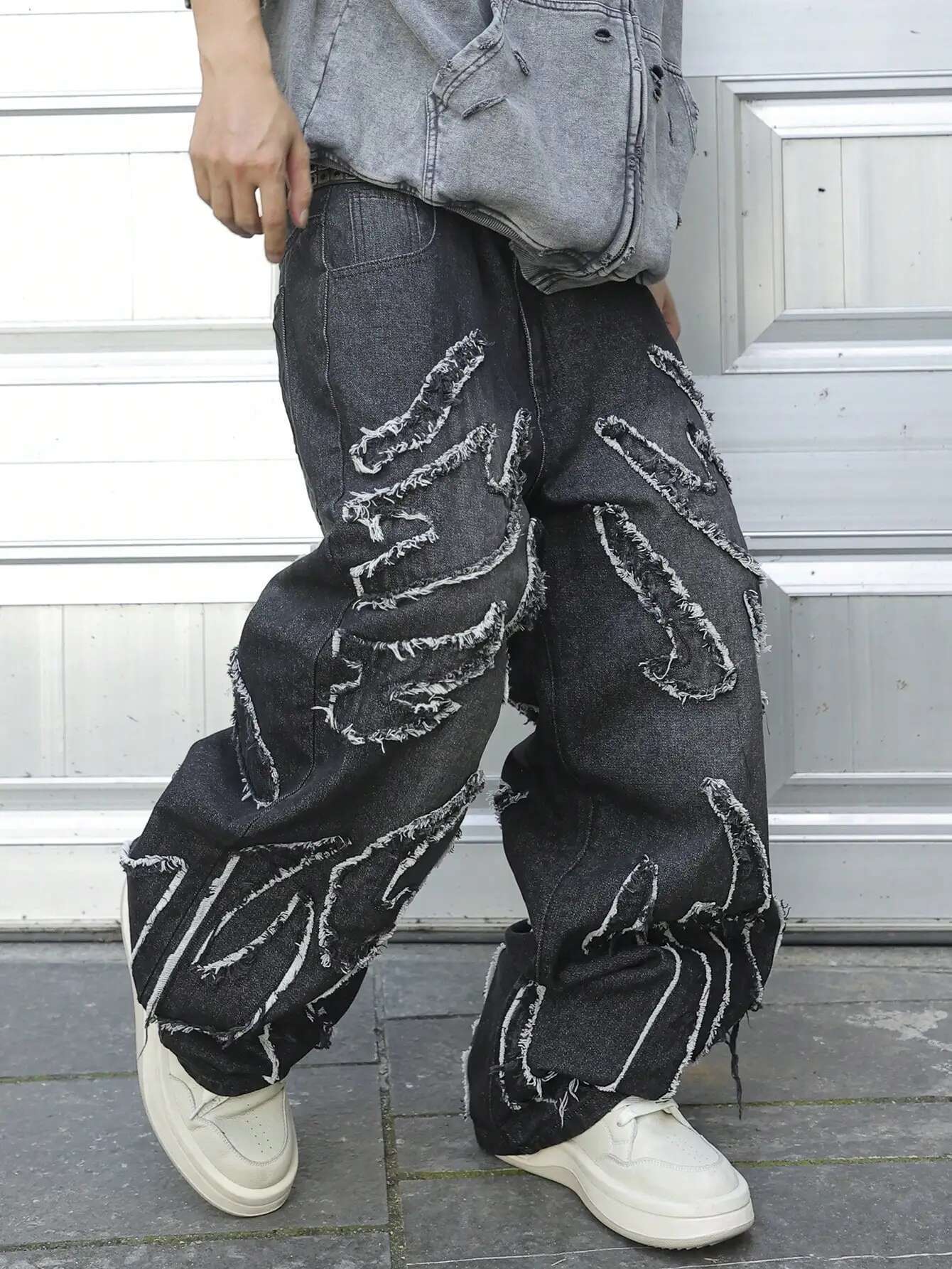 Vintage Hip Hop Wash Flame Pattern Embroidery Y2k Baggy Men And Women High Waist Slouchy Jeans Gothic Pants Streetwear