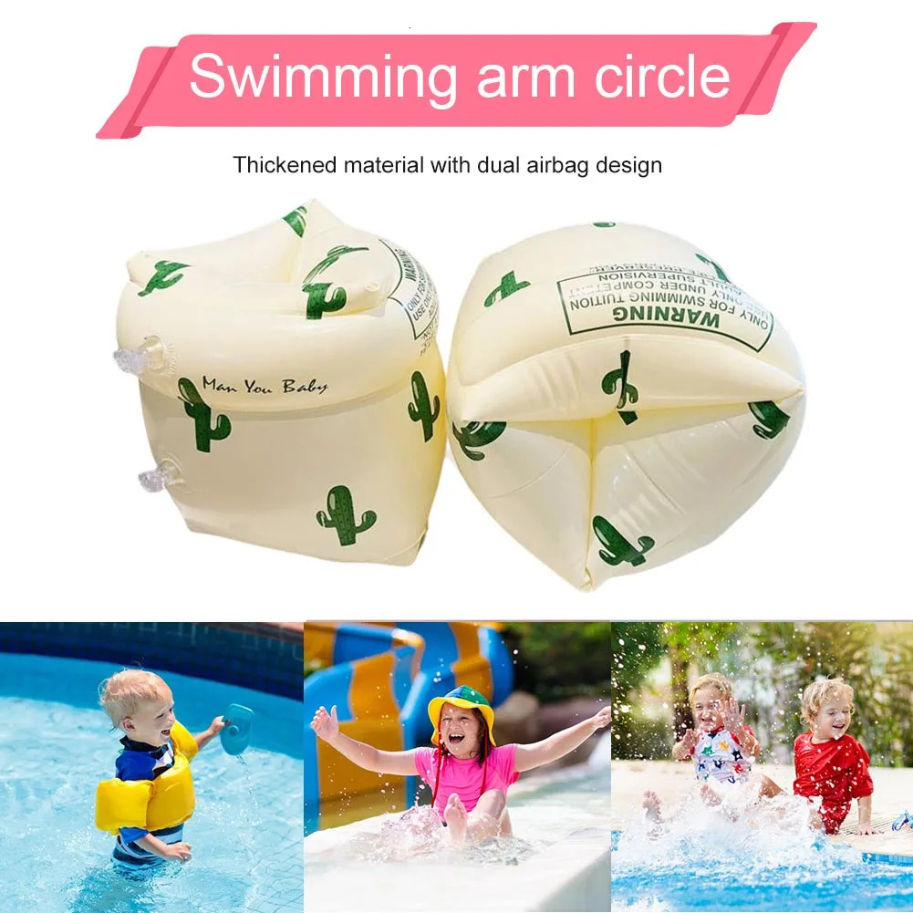 1 pair of swimming pool Buoy arm straps double airbags inflatable floating PVC printed tubes adult and child rings accessories 250321
