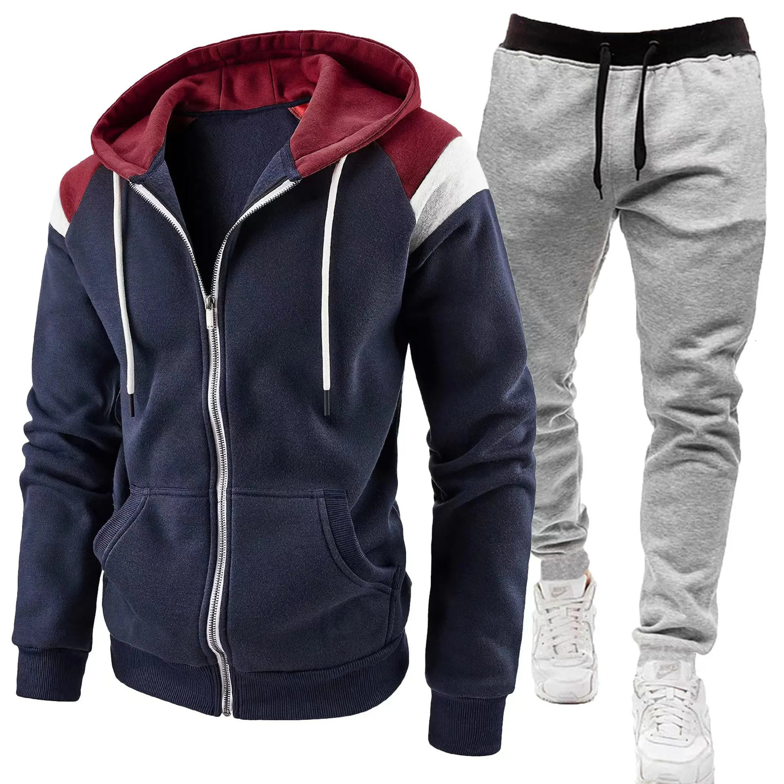 Mens hooded sweater wool cool casual winter clothing sports cardigan long sleeved zipper mens top 250327