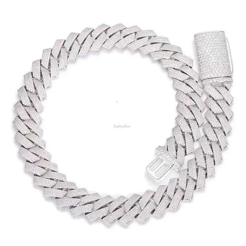 moissanite necklace cuban k chain 20mm 4 row full dia ice out vvs pass dias tester stainless steel plating hiphop men's jewelry bracelet necklace