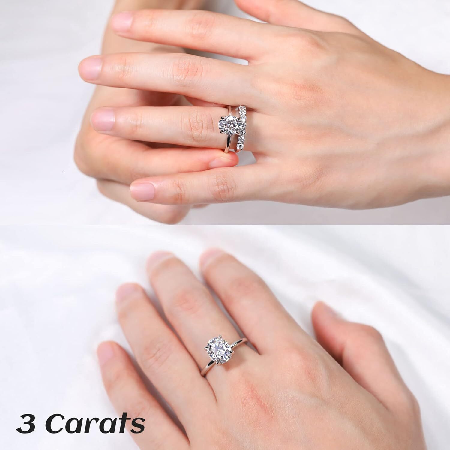 Ladylike 1/1.5/2/3CT Oval Cut Moissanite Engagement Ring for Women 925 Sterling Silver Solitaire Rings with Hidden Halo D Color VVS1 Promise Wedding R