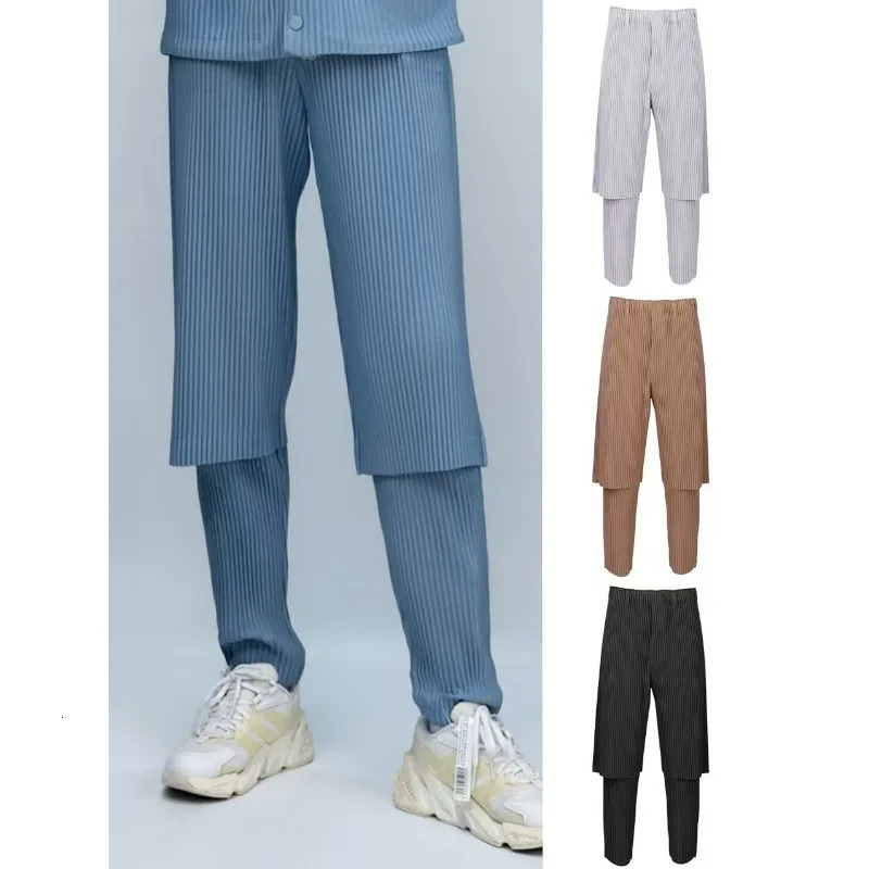 Miyake pleated Japanese casual pants mens spring and summer loose fit youth sports simple fashionable harem 250327