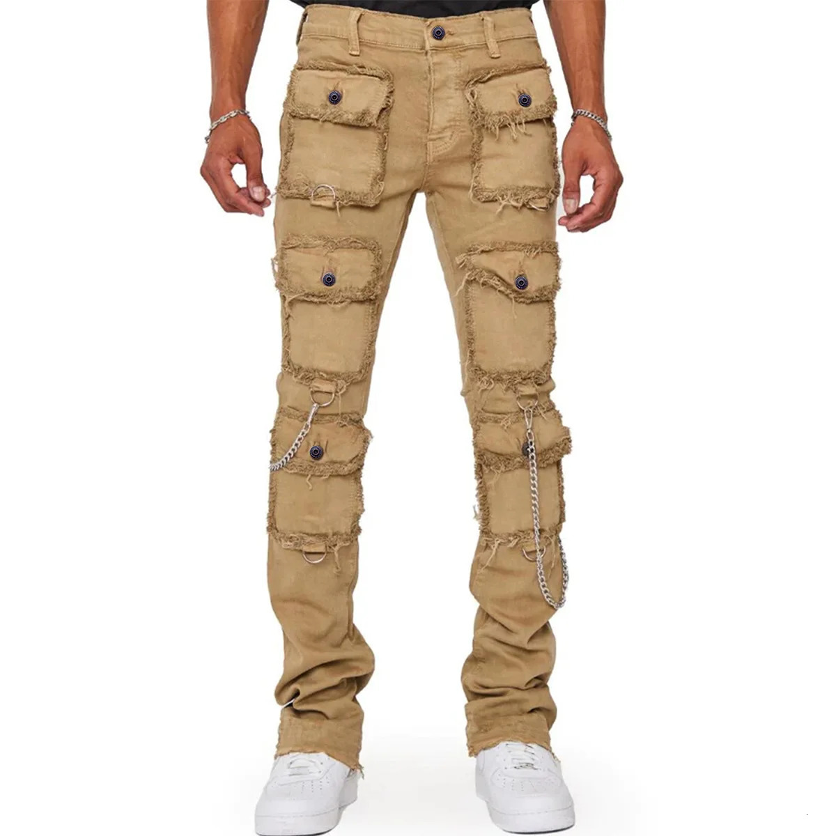 Multi-pocket Cargo Jeans Y2k Men's Jeans Stretch Straight-leg Pants Vintage Trousers Overalls Casual High Street Hip Hop Jeans 250317