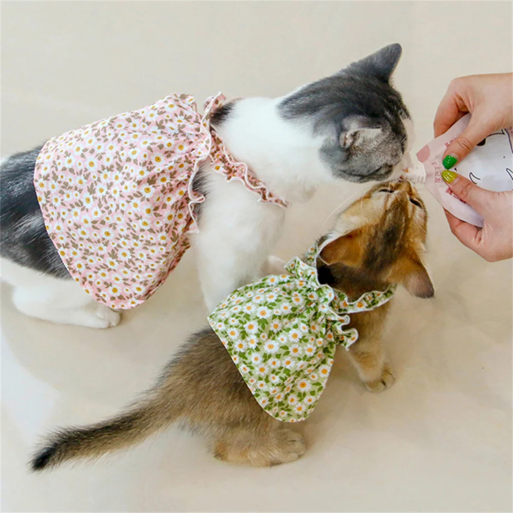 Summer Cotton Sphynx Cat Suspender Skirt Love Flower Pet Princess Dresses for Cats Gotas Katten Kedi Dog Dress mascotas Clothes 250326