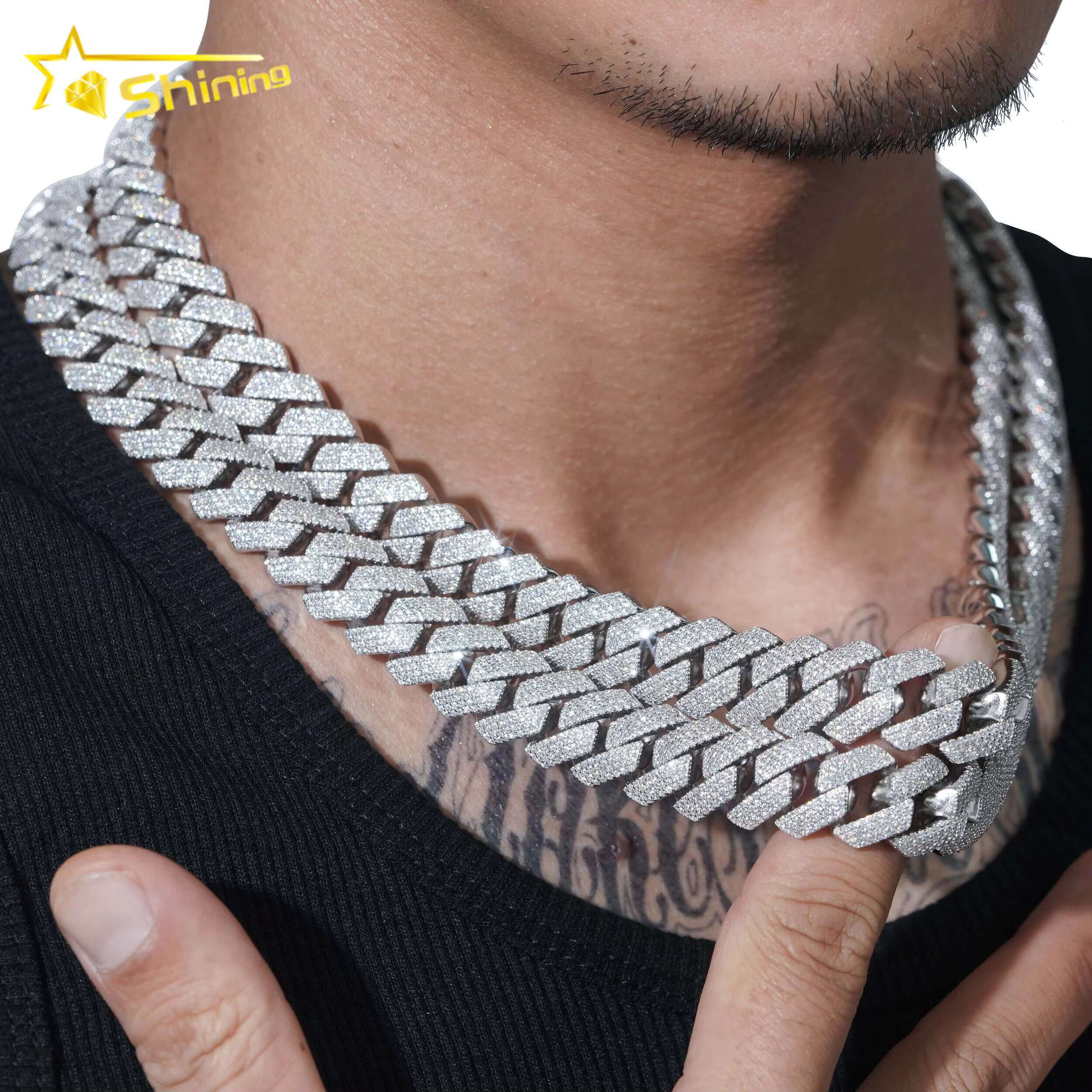 Wholesale Price S925 Sterling Silver Fine Jewelry Iced Out Cuban Chain VVS Moissanite Diamond Cuban Link Chain