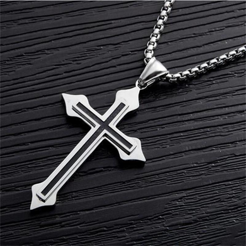 Hip hop style titanium steel cross necklace with Japanese and Korean minimalist design