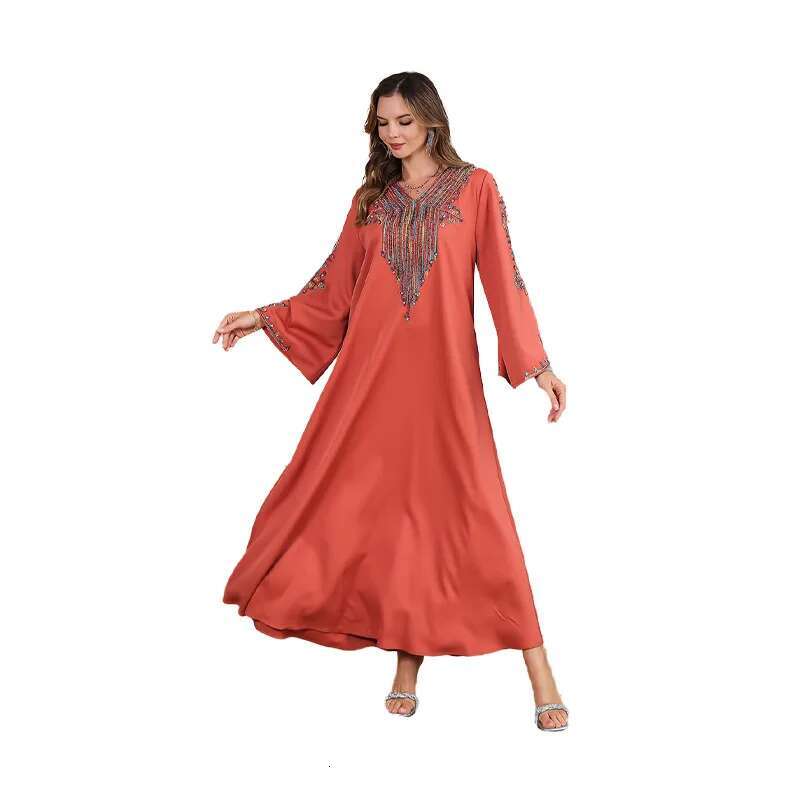 Dongdumaoyi Abaya Moslim Midden Oosten Dameskleding Zomer Elegante Touw Borduren Abaya Jurk Dubai Mode W