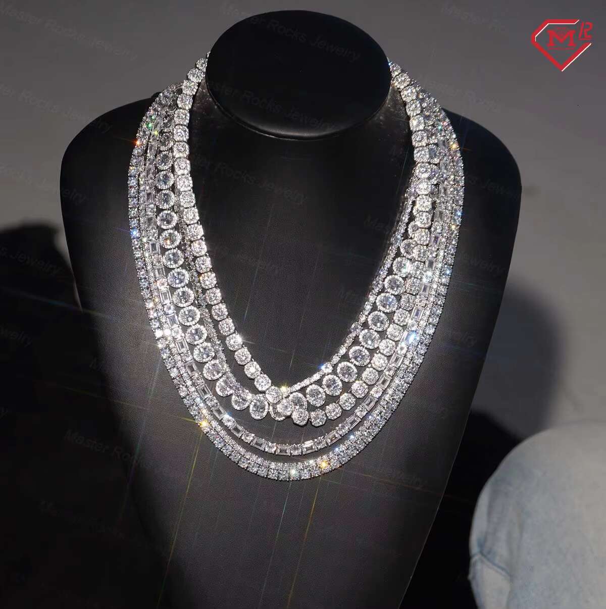 Hiphop 6mm Moissanite Tennis Necklaces Cross Pendant S925 Custom VVS Iced Out Moissanite Tennis Chain