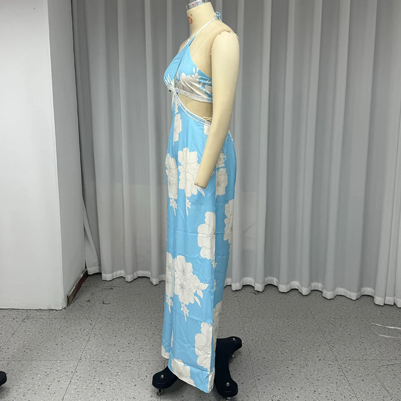 Wefads Womens Casual Printed Sleeveless Hollow Cross Strap Collar Lace Back Free Pants 250326