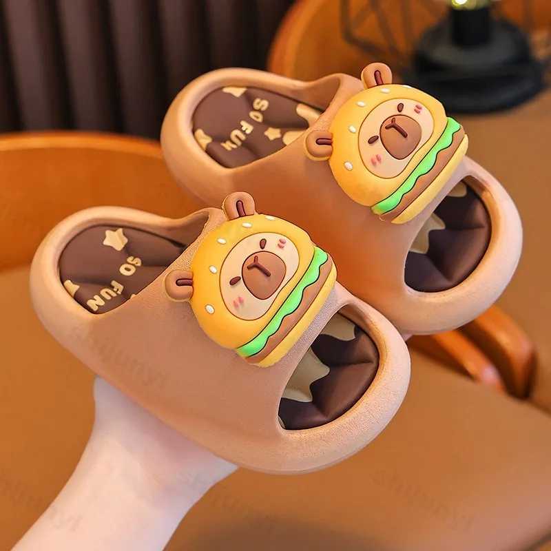 Slipper Capybara slippers childrens bathroom sandals 2025 summer non slip cartoon slippers elastic rotating platform childrens slippers S25326
